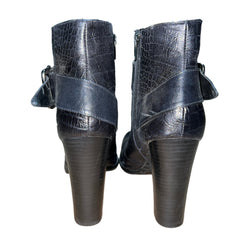 JESSICA BENNETT Women's •Katrine• Embossed Leather Croco Dress Bootie 13M