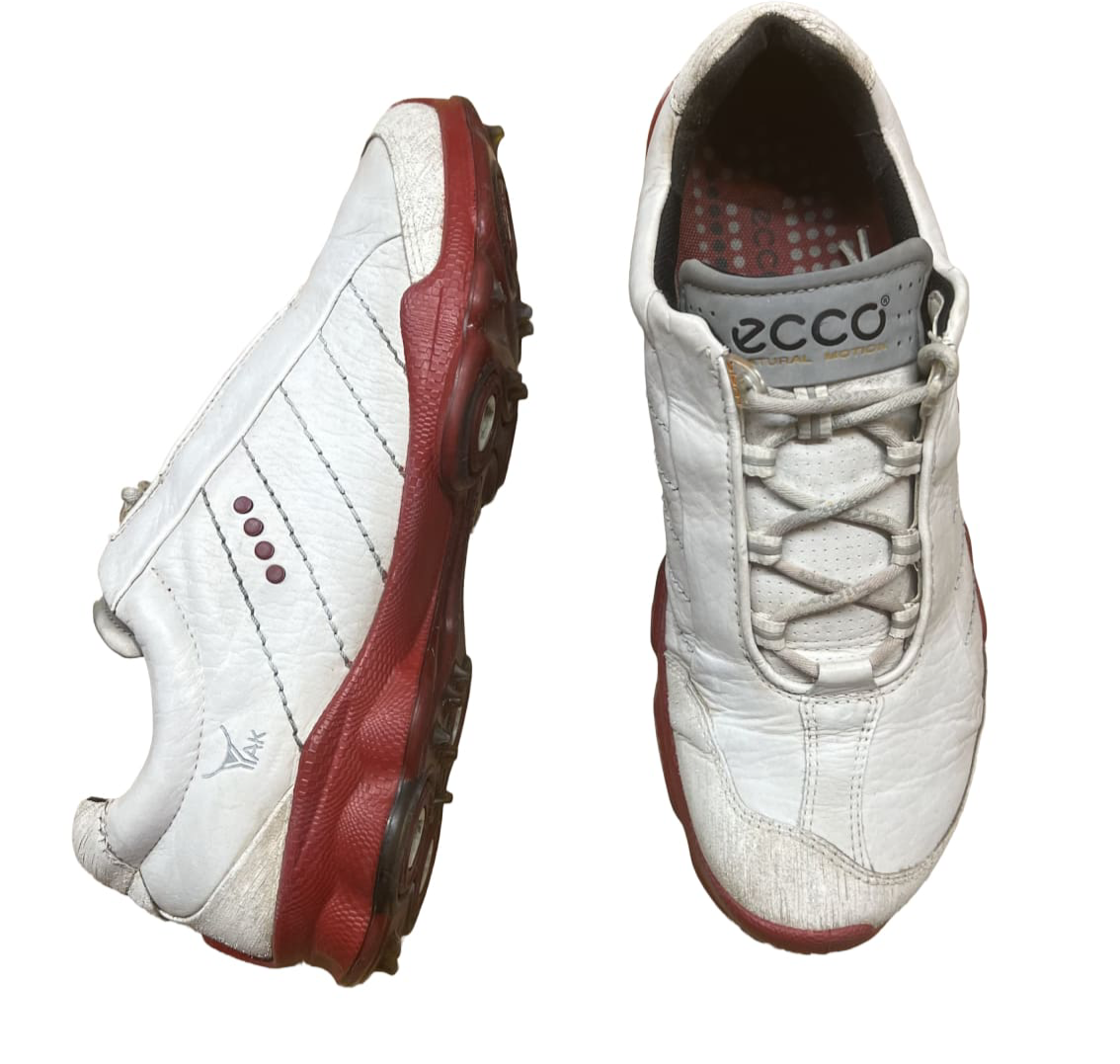 Men's Ecco Biom Golf Shoe •White/red Gortex Yak Leather • Size 40