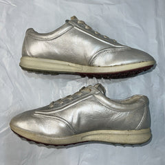 Women’s Ecco Street Spikeless Golf Shoe 38EU Metallic Silver Hydromax Leather