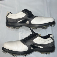 Men’s Ecco White/Black/Gray Leather Spiked Golf Shoe 44EU
