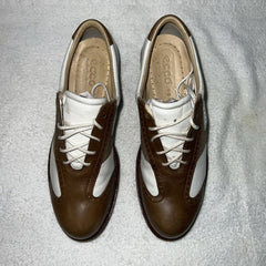 Women’s Ecco Spiked Golf Shoe 38EU White/Brown/Metallic Hydromax Leather