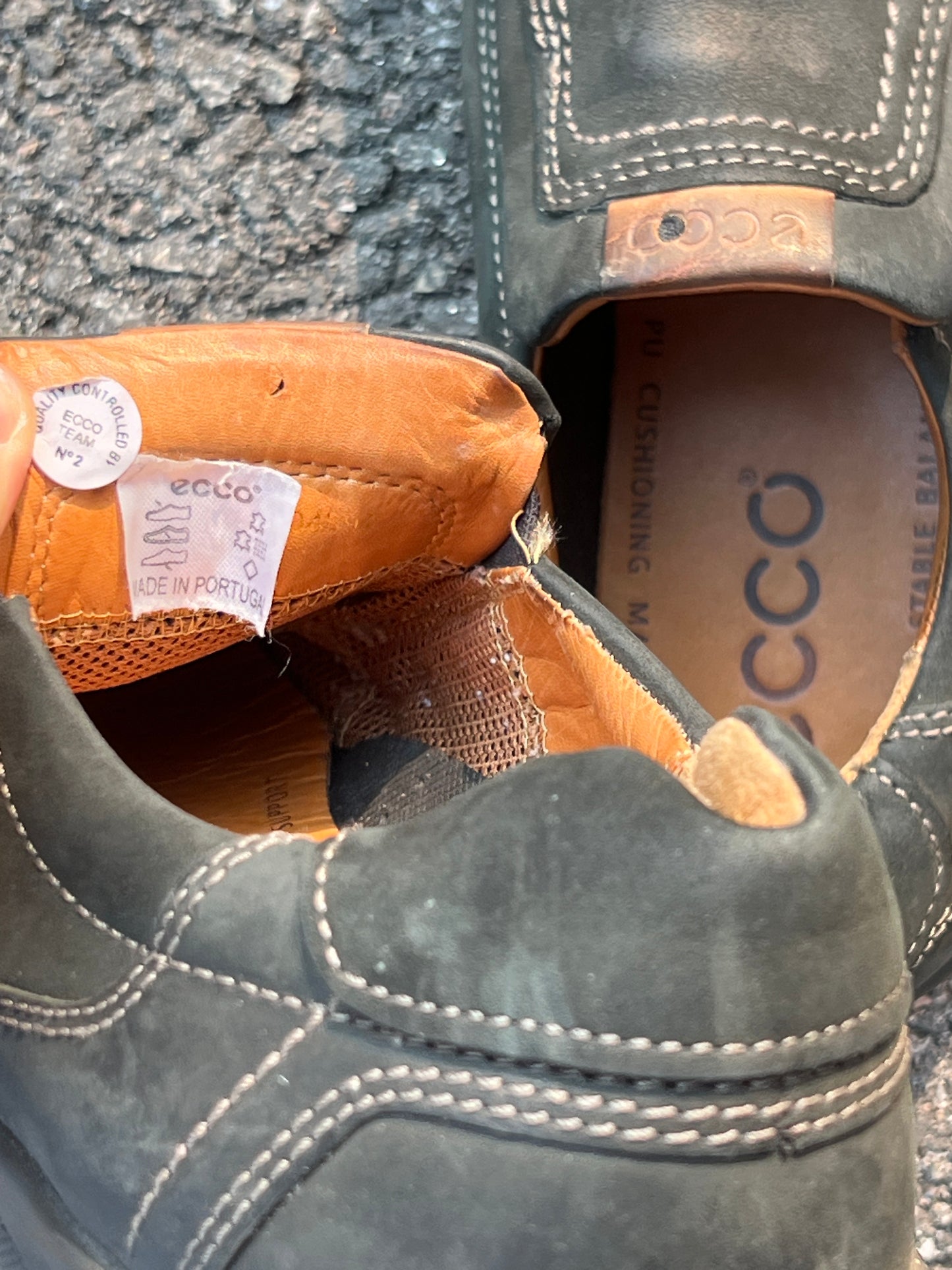 Men’s Ecco Twin Gored Slip-on Comfort Casual 44EU •Black NuBuck Leather • Made in Portugal