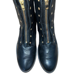 Carmen Marc Valvo Women's 'Shawna' •Black Tumbled Leather • Combat Boot 9.5M