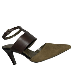 TAHARI Women's •Comma• pointed-toe Pump 9M Olive Kid Suude/Leather