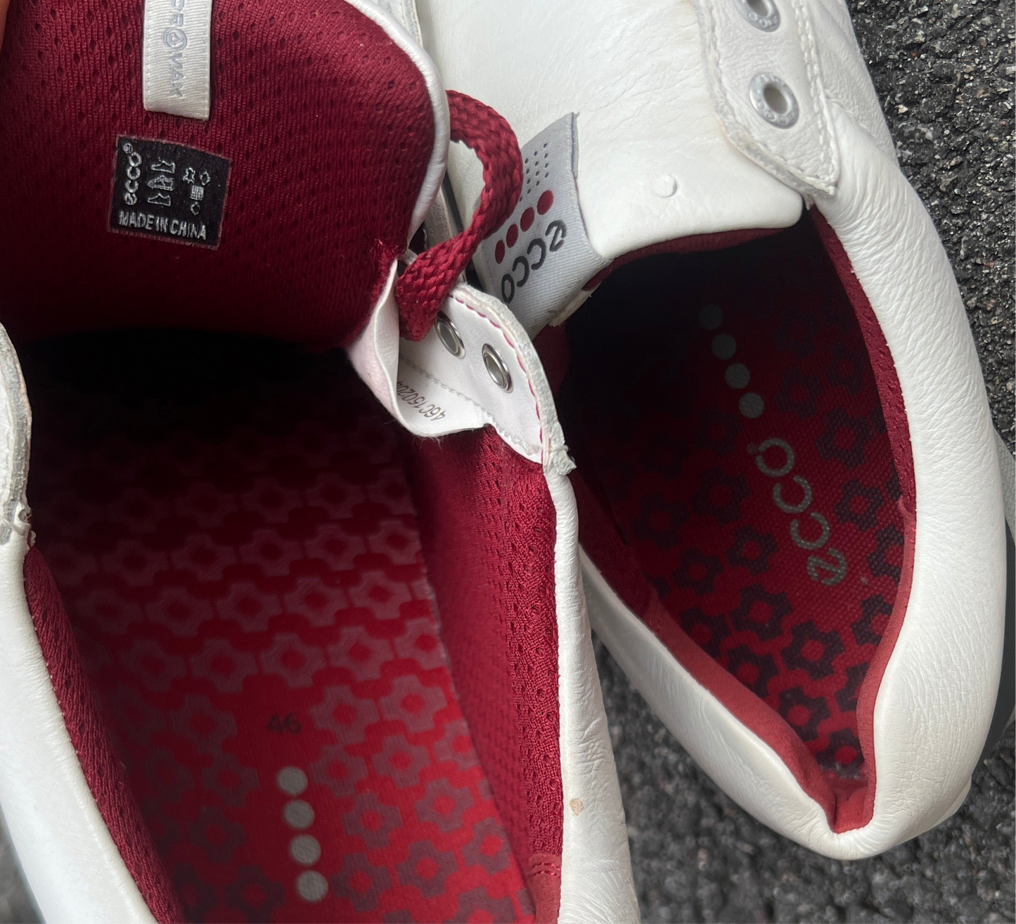 Men’s Ecco Premier Cleat-less Golf Shoe 46EU •White/ Grey• Hydromax Leather