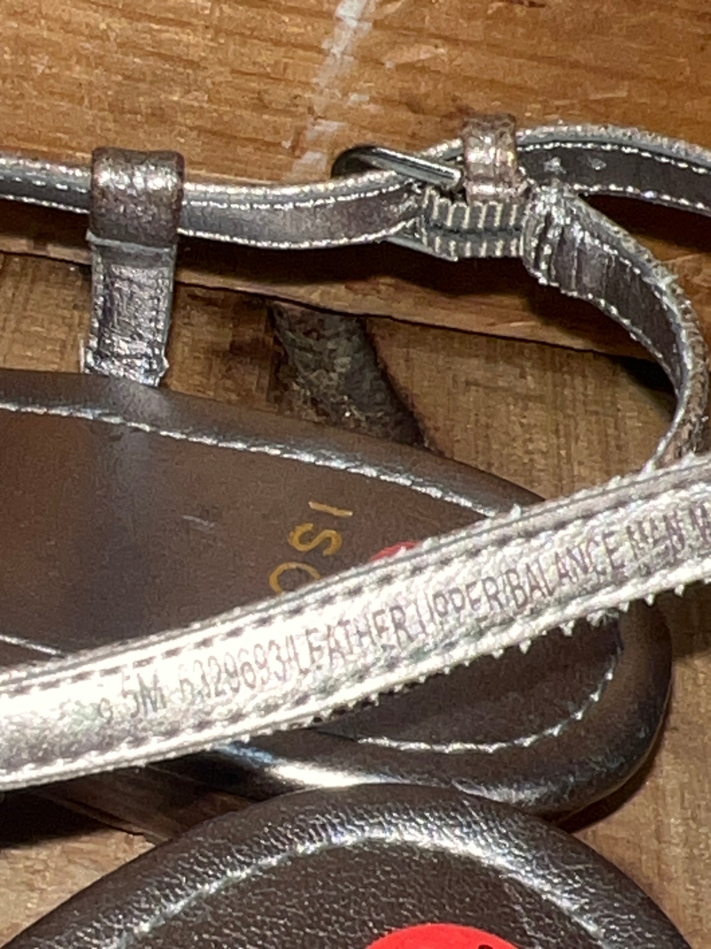 ISOLA Women's "Trista" Leather T-strap Jeweled Sandal 6.5M Anthrancite Leather