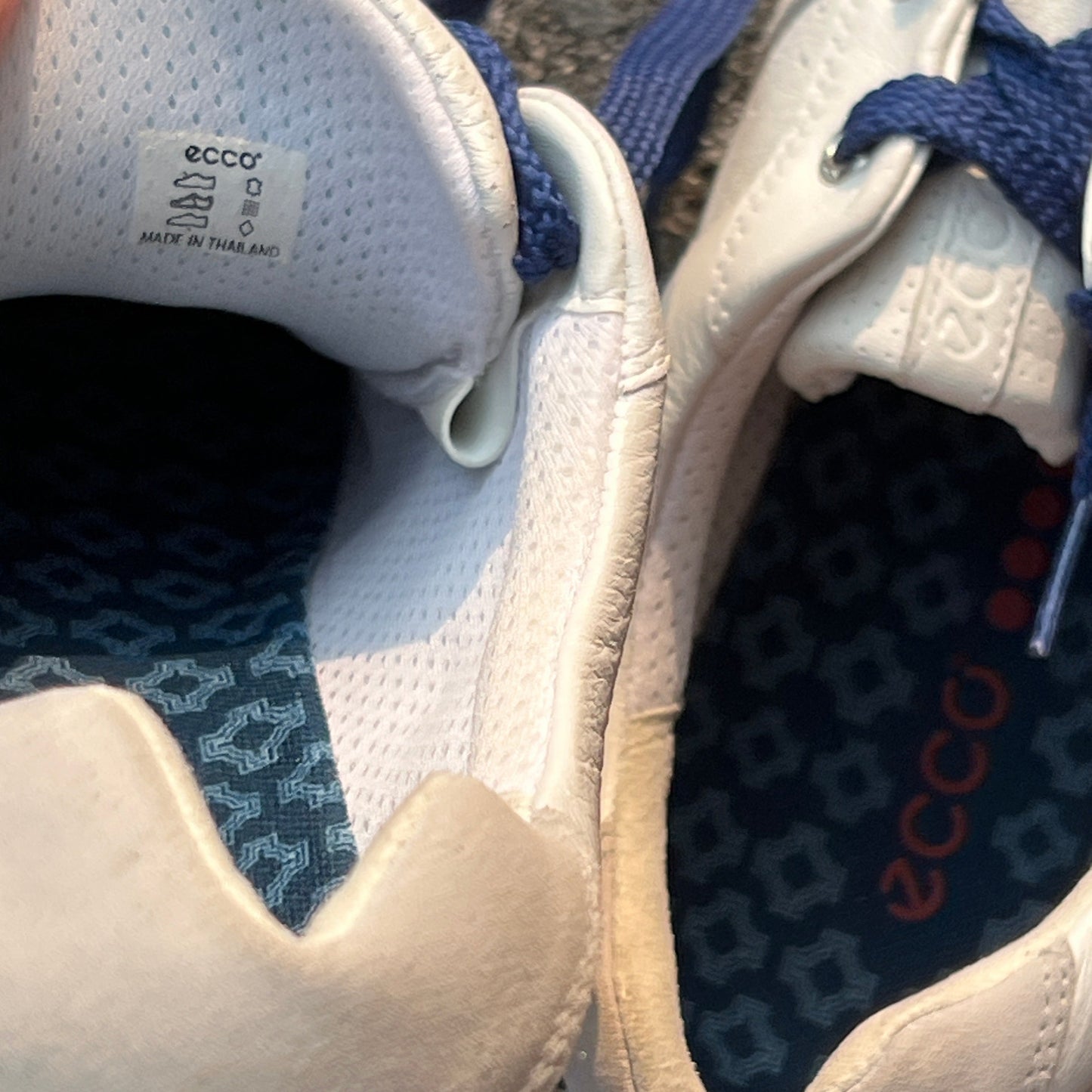 Men’s Ecco Street Premier Cleat-less Golf Shoe 46EU •White/Blue• Leather