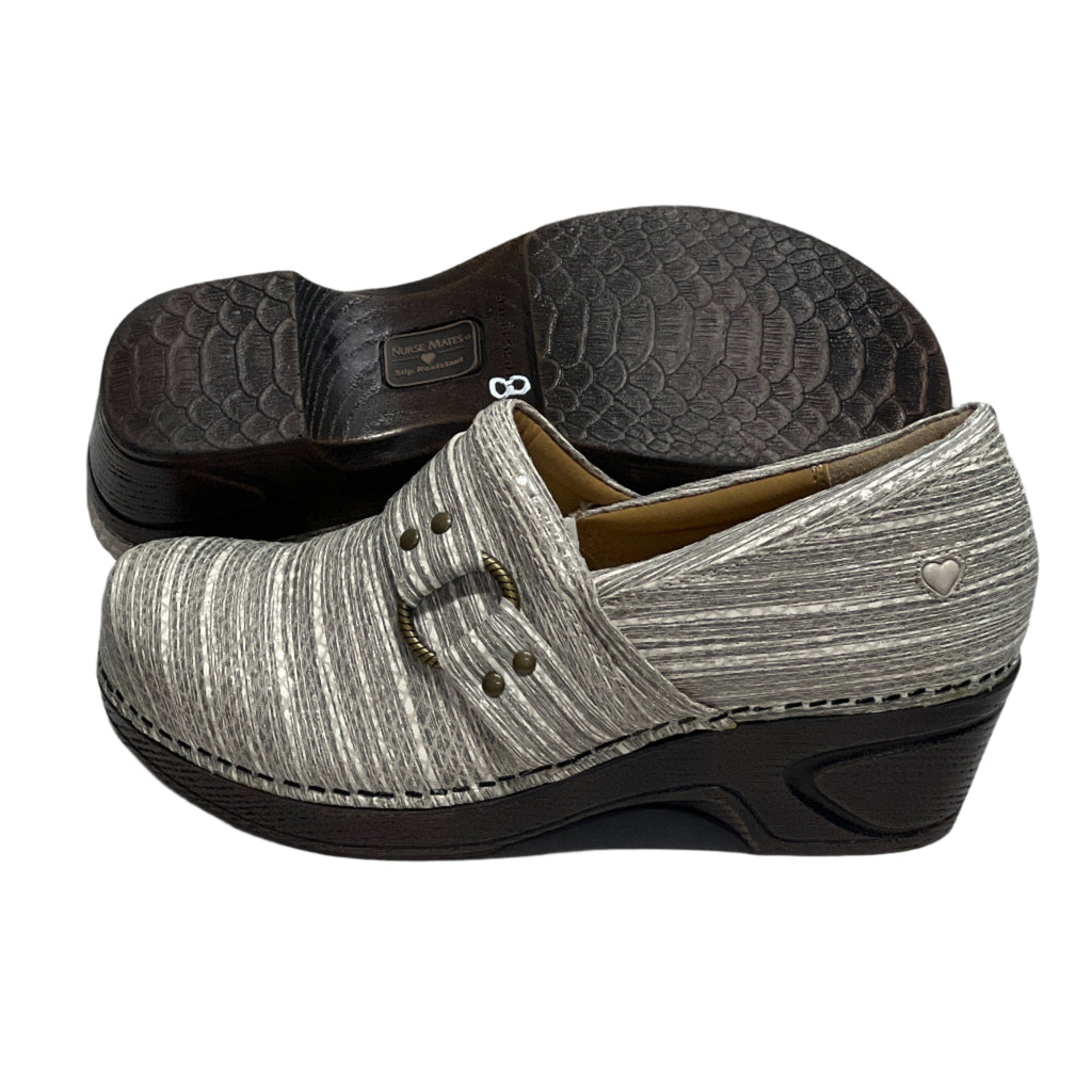 Women’s Nurse Mates Dakota Pillow-top Comfort Clog 8M Grey Timber Leather