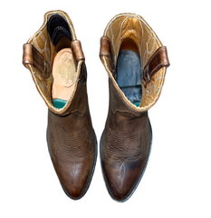 HH Brown bench made western boot 38M, brown leather