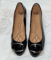 Women’s Sofft Black Patent Leather Flat 8M