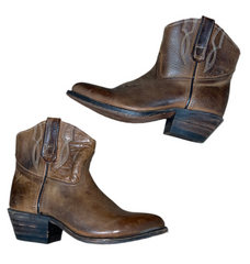 HH Brown bench made western boot 38M, brown leather