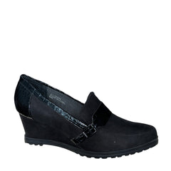 ELLEN TRACY Women's •Tessa• Black Faux Suede Wedge Slip-on