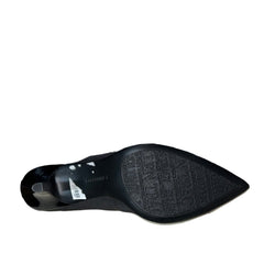 ELLEN TRACY Women's •Bari• Black Satin/Patent Cap-toe pump 8M