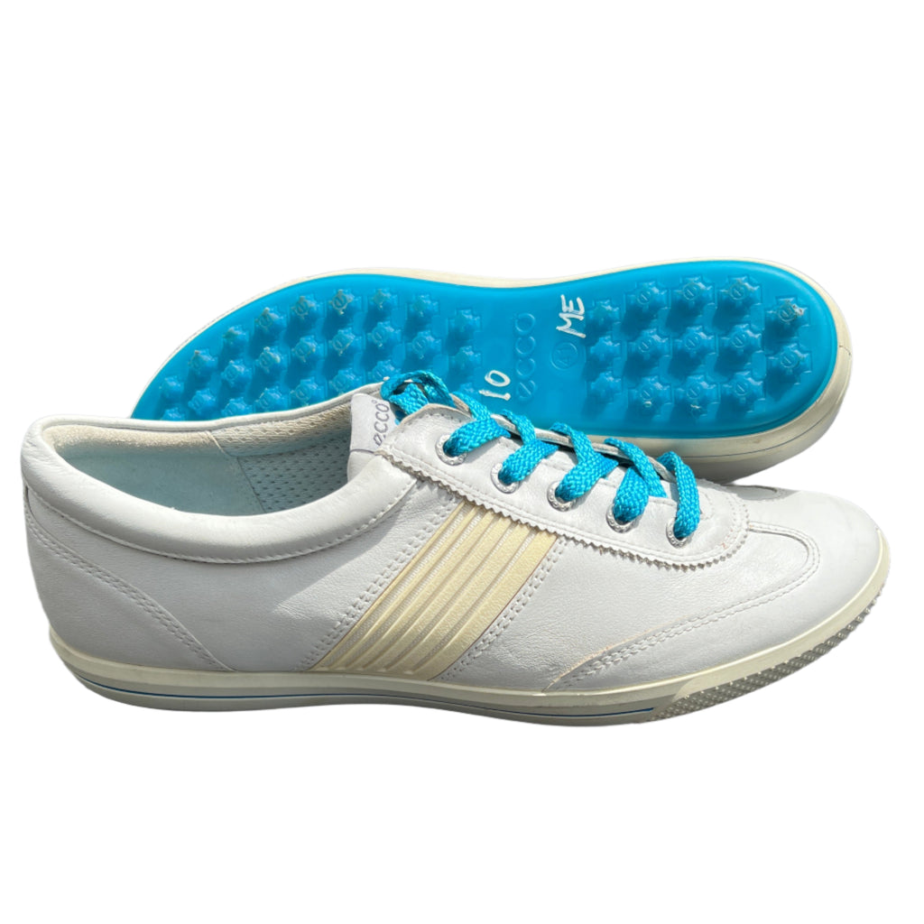 Women’s Ecco Spikeless Golf Shoe 41EU White/Blue Hydrowmax Leather