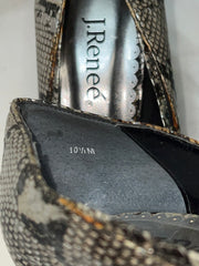 J. RENEE Women's High-Heeled Snakeskin Pointed Toe Pump 10.5M Black/Grey/Silver