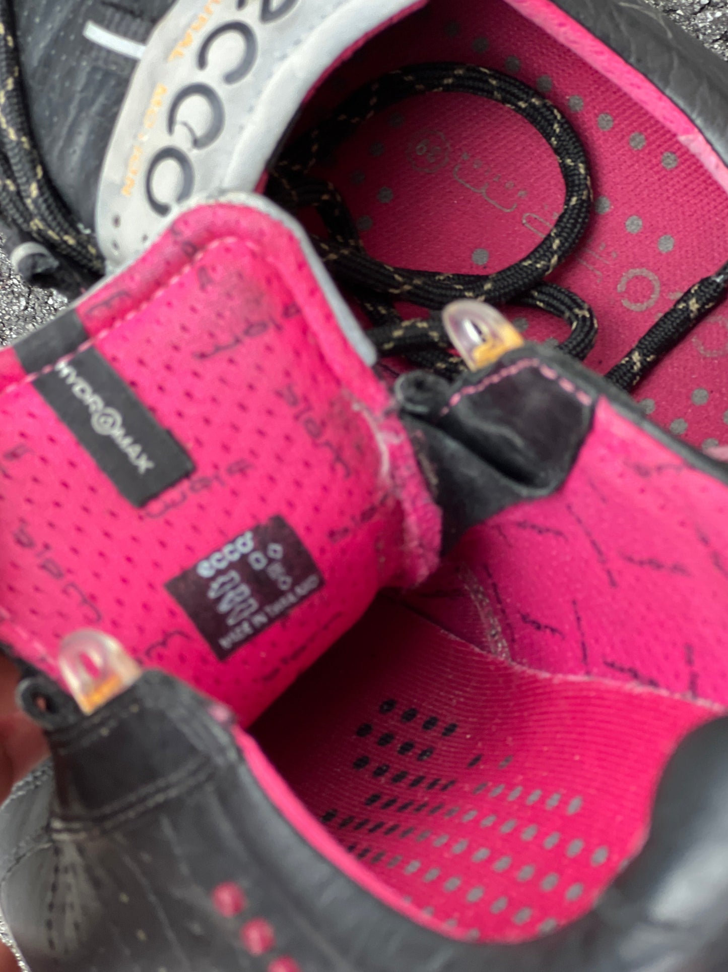 Women’s Ecco Biom Spikeless Golf Shoes 39EU -Black/Pink- Hydromax Yak Leather