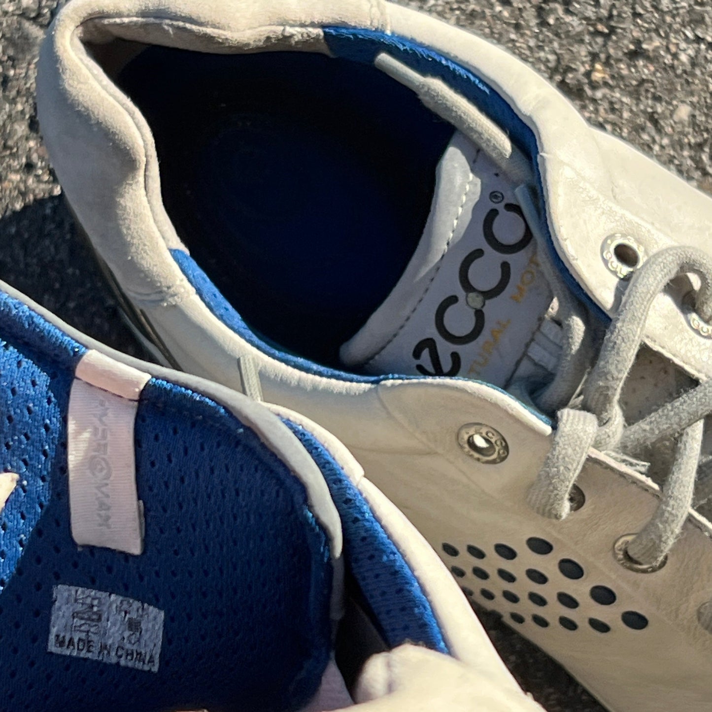 Men’s Ecco Biom Spikeless Golf Shoes 44EU -Grey/Blue- Hydromax Yak Leather