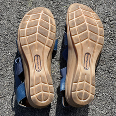 Comfortiva Women’s Keegan X-Strap Slip -on Sandal 6.5M Navy Leather/Stretch