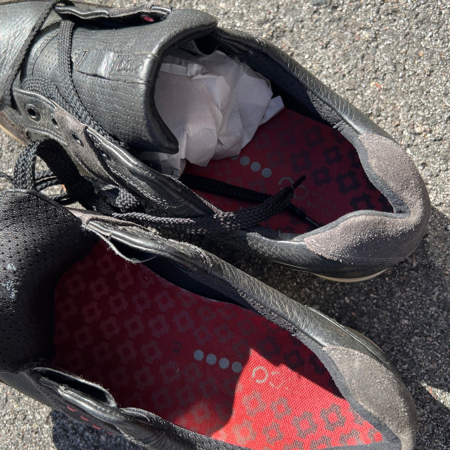 Men’s Ecco Street Premier Cleat-less Golf Shoe 43EU •Black/Red• Leather