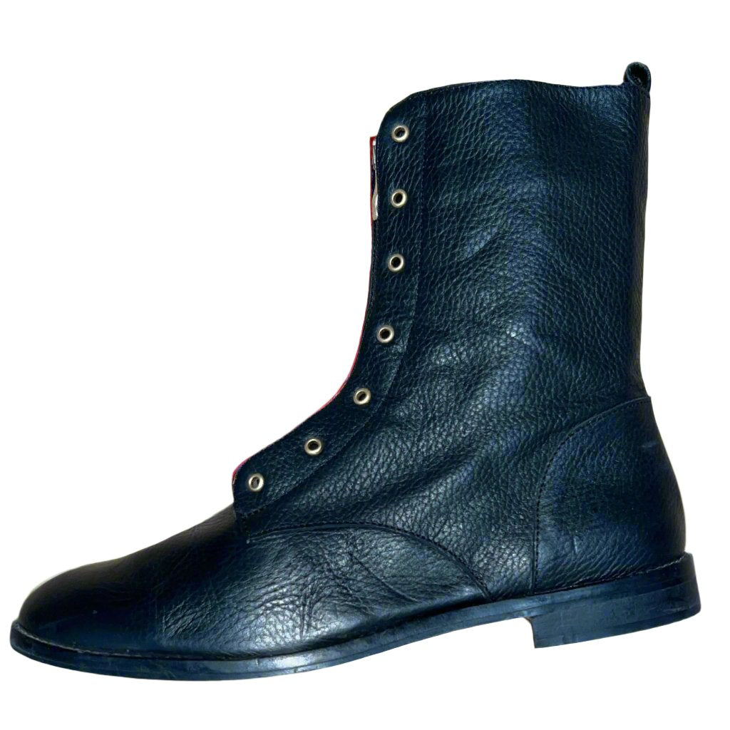 Carmen Marc Valvo Women's 'Shawna' •Black Tumbled Leather • Combat Boot 9.5M