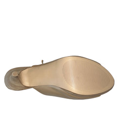 TAHARI Women's Tracy High-Heeled Peep- toe Slide - Taupe Leather 8M