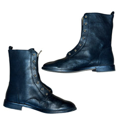 Carmen Marc Valvo Women's 'Shawna' •Black Tumbled Leather • Combat Boot 9.5M