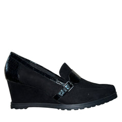 ELLEN TRACY Women's •Tessa• Black Faux Suede Wedge Slip-on