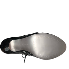TAHARI Women's •Lido• Peep-toe Strappy Oxford Pump 8M Black Leather