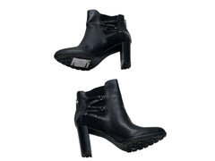 ADRIENNE VITTADINI Women's Trixie Heeled Ankle Bootie 6M Black Leather