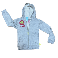 Children's Crocs Logo French Terry Full-Zip Hoodie - Size 5 Grey heather