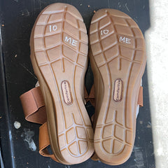 Comfortiva Women’s Keegan X-Strap Slip-on Sandal 10M Tan Leather/Stretch