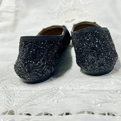 ISOLA Black Sparkle and Glitter Buckled Ballet Flats 7.5M
