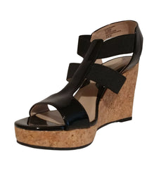 ADRIENNE VITTADINI Women's •Chari• Cork Wedge Sandal 9.5M Black