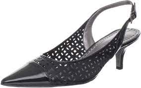Women's ADRIENNE VITTADINI •Pertrina• Kitten Heel pump 7 Black Leather 7.5M