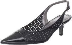 Women's ADRIENNE VITTADINI •Pertrina• Kitten Heel pump 7 Black Leather 7.5M