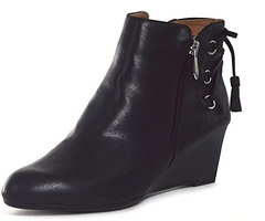 ADRIENNE VITTADINI Women's •Moltz• Wedge Bootie Black PU 8M
