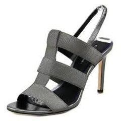 ELIE TAHARI Womens Ithaca •Pewter• High Heel Stretch Caged Sandals - ShooDog.com
