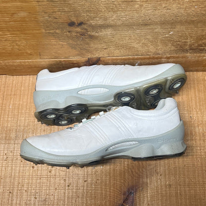 Men’s Ecco Biom Cleated Golf Shoe  43EU •White/Grey• Hydromax Yak Leather