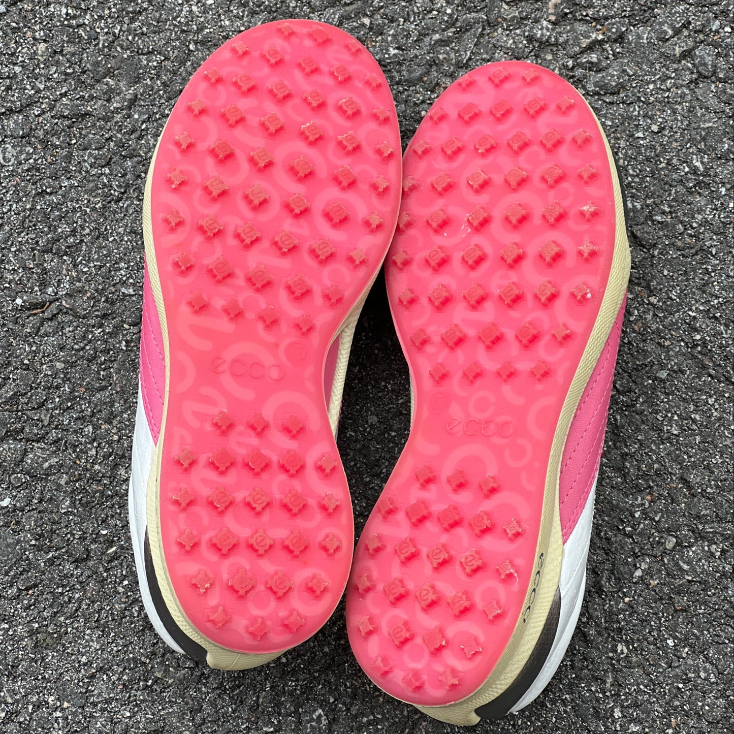 Women’s Ecco  Biom Spikeless Golf Shoes 36EU -White/Pink- Hydromax Yak Leather