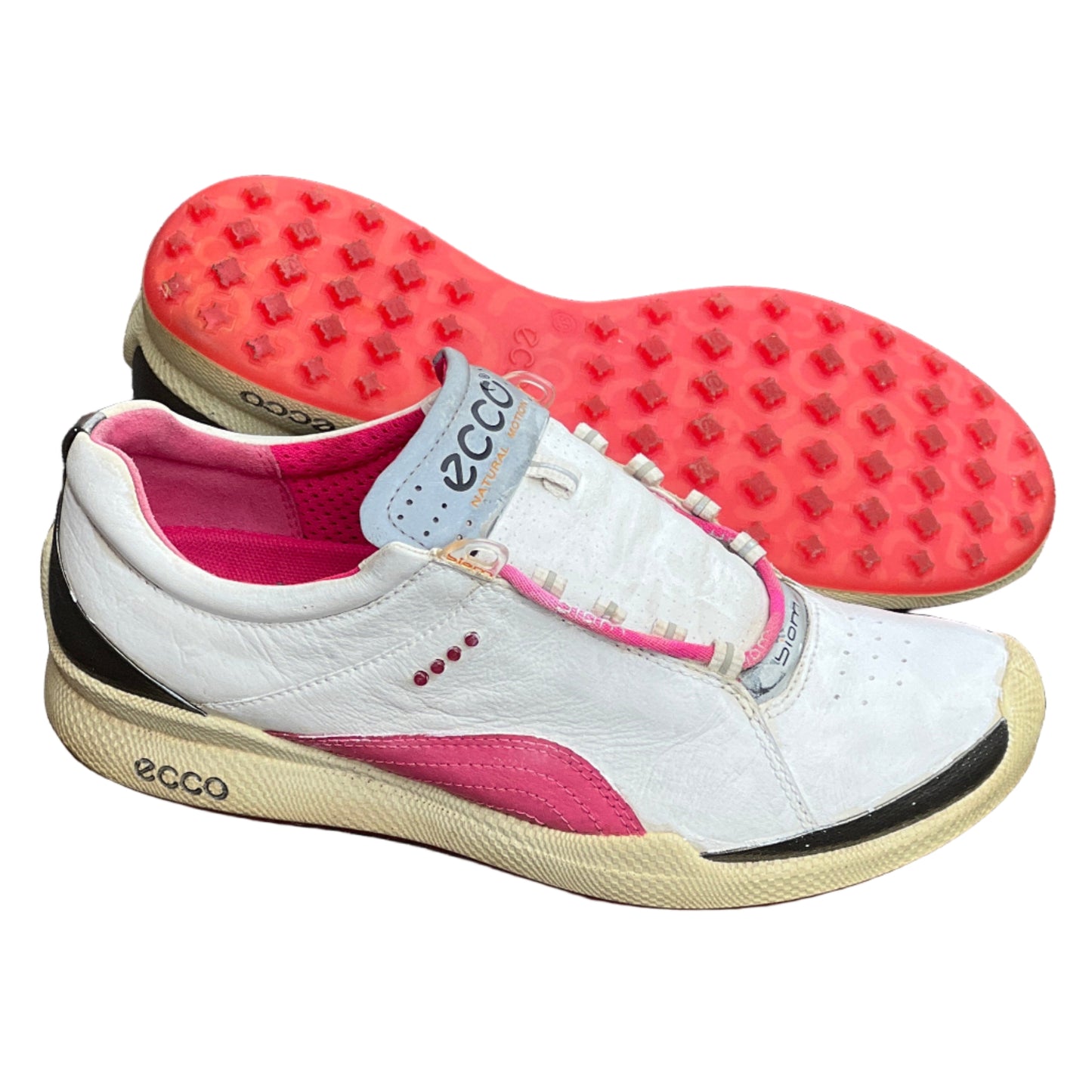 Women’s Ecco  Biom Spikeless Golf Shoes 38EU -White/Pink- Hydromax Yak Leather