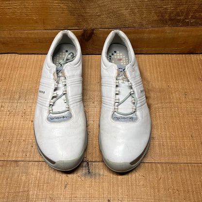 Men’s Ecco Biom Cleated Golf Shoe  43EU •White/Grey• Hydromax Yak Leather