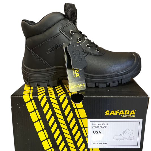 Safara 5502 Black Leather Steel-toe Work Boot