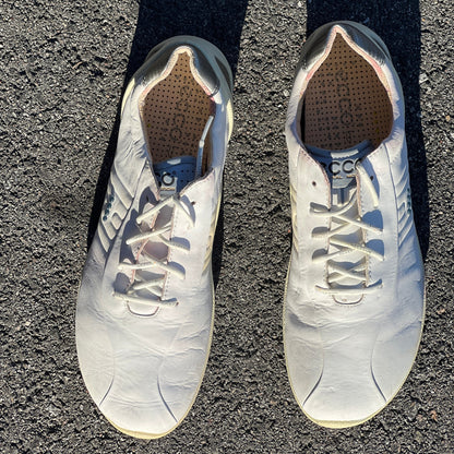 Men’s Ecco  Biom Natural Motion Spikeless Golf Shoes 45EU -White/Blue- Hydromax Leather