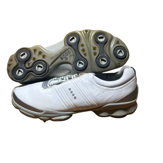 Men’s Ecco Biom Cleated Golf Shoe  43EU •White/Grey• Hydromax Yak Leather