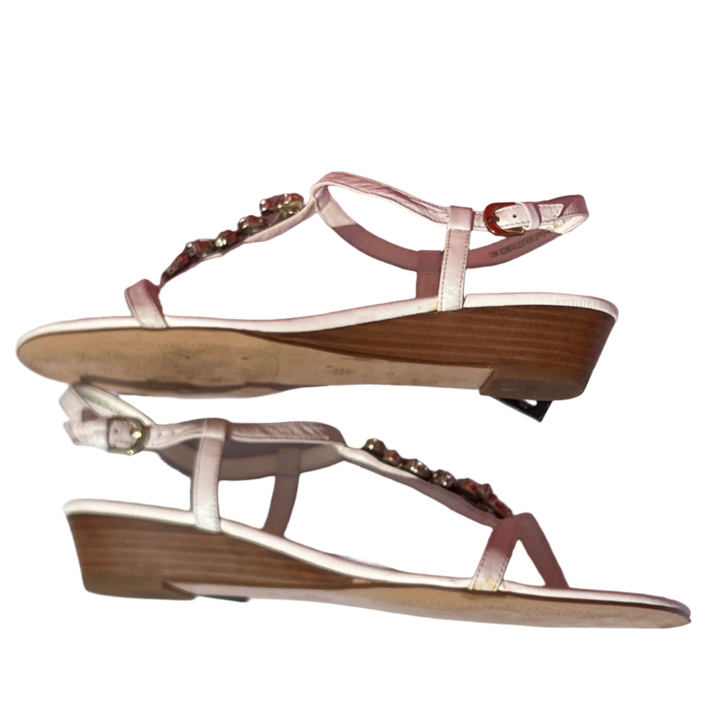 Woman’s Isola  Trista T-strap Jeweled Sandal 10M White Leather