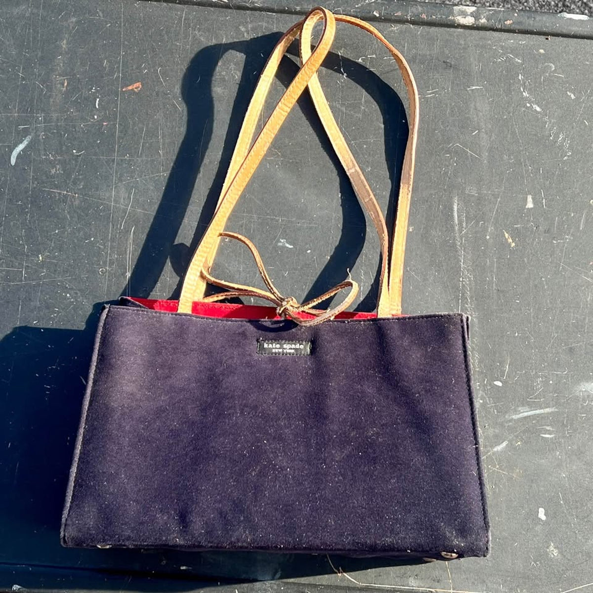 Vintage Kate Spade New York Black Velvet Small Tote Bag