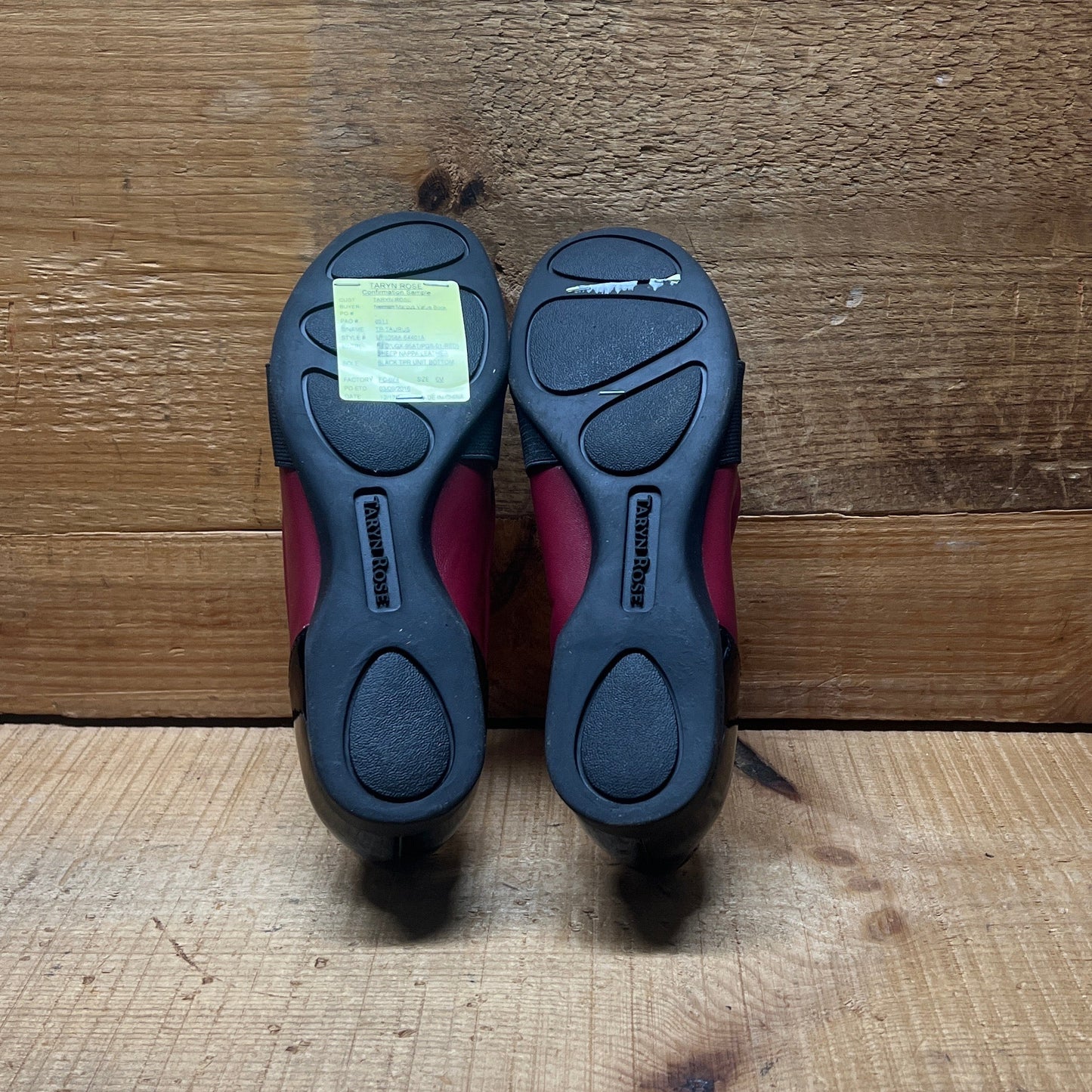 Women’s Taryn Rose - Traveler •Taurus •Leather Elastic-gore Slip on 6M  Red Napa /Black Patent