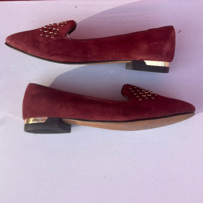 Woman’s Isola  •Donna• Jeweled Smoking Shoe 7.5M Maroon Suede Leather