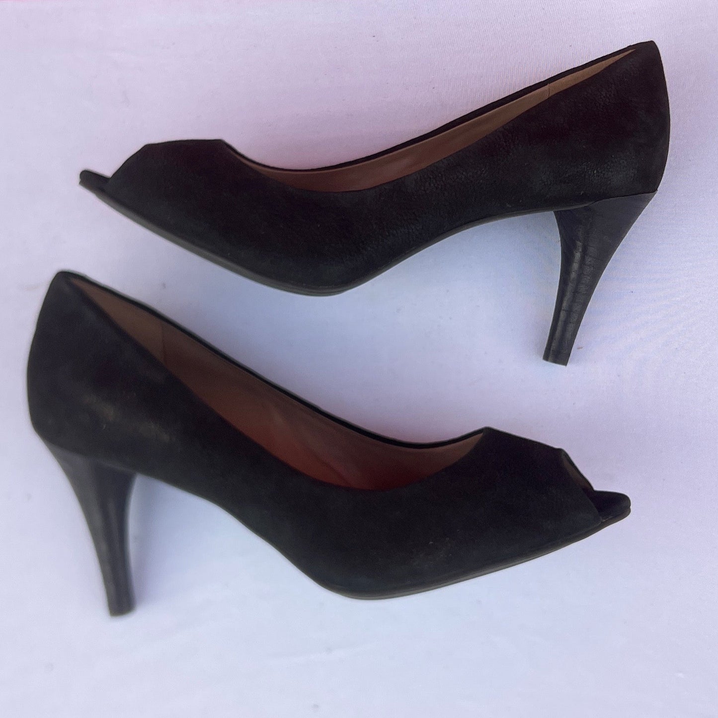 Woman’s Ecco  Peep-toe Pump 39M Black Suede Leather