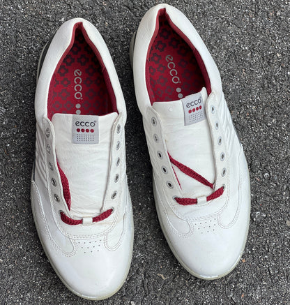 Men’s Ecco  Premier Cleat-less Golf Shoe 45EU •White/ Grey• Hydromax  Leather